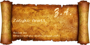 Zatyko Anett névjegykártya